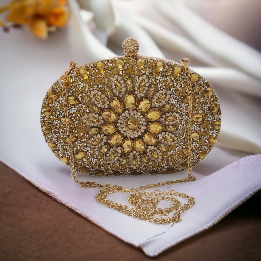 Bejeweled Evening Clutch/Crossbody Bag - Picture 3 of 10